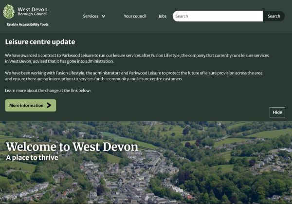 West Devon Borough Council website